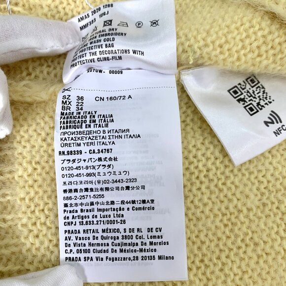 Miu Miu Yellow Crystal-Embellished Knit Cardigan Sweater Button-Up Made In Italy - Picture 8 of 8